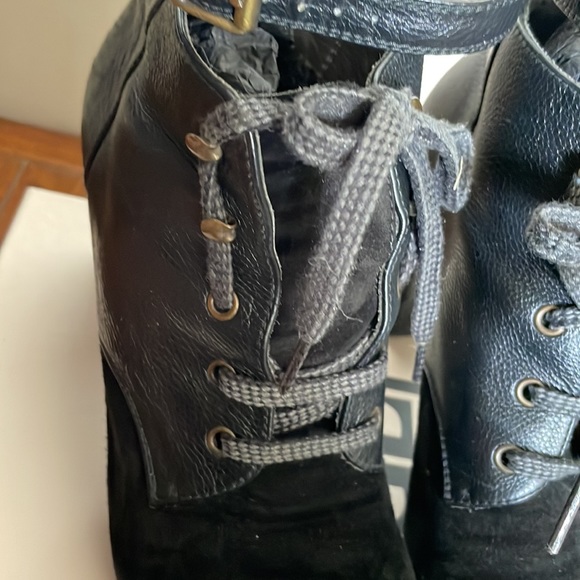 Leather booties real leather ties upfront small thick heel - Picture 8 of 11